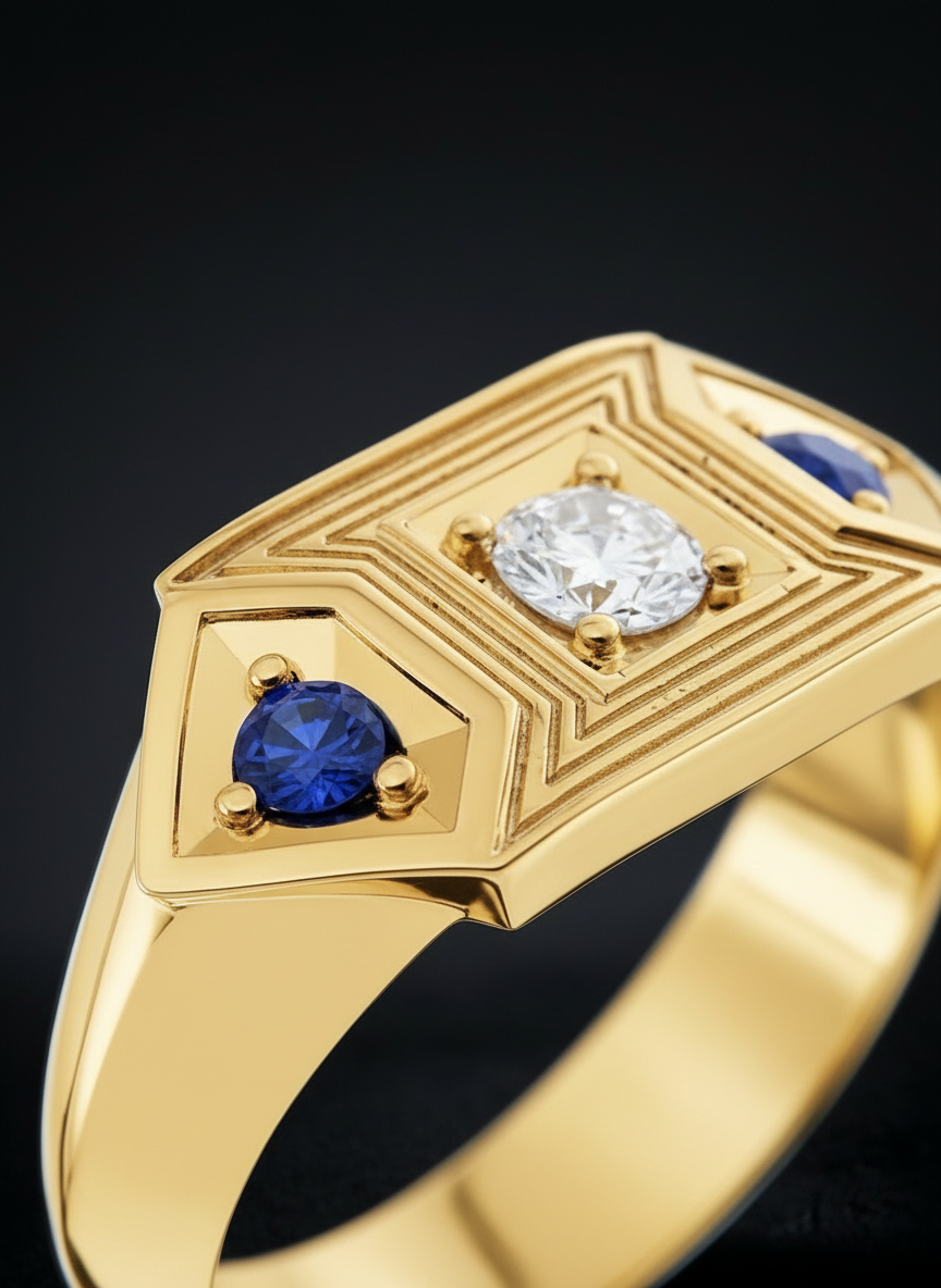 Anillo Banderita 0800 Don Rouch ARGENTA Bañado en Oro